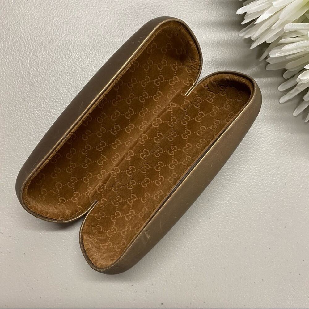 Vintage Gucci Sunglasses Hard Clam Shell Case Bronze Copper 6.5" Glasses